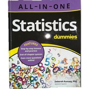 Statistics All-In-One for Dummies by Deborah J. Rumsey (2022, Trade Paperback)